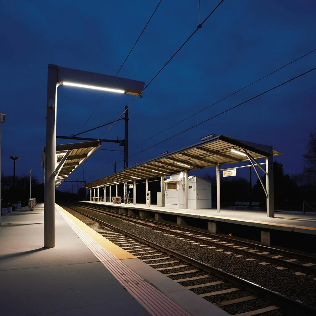 Estación de servicio moderna al atardecer